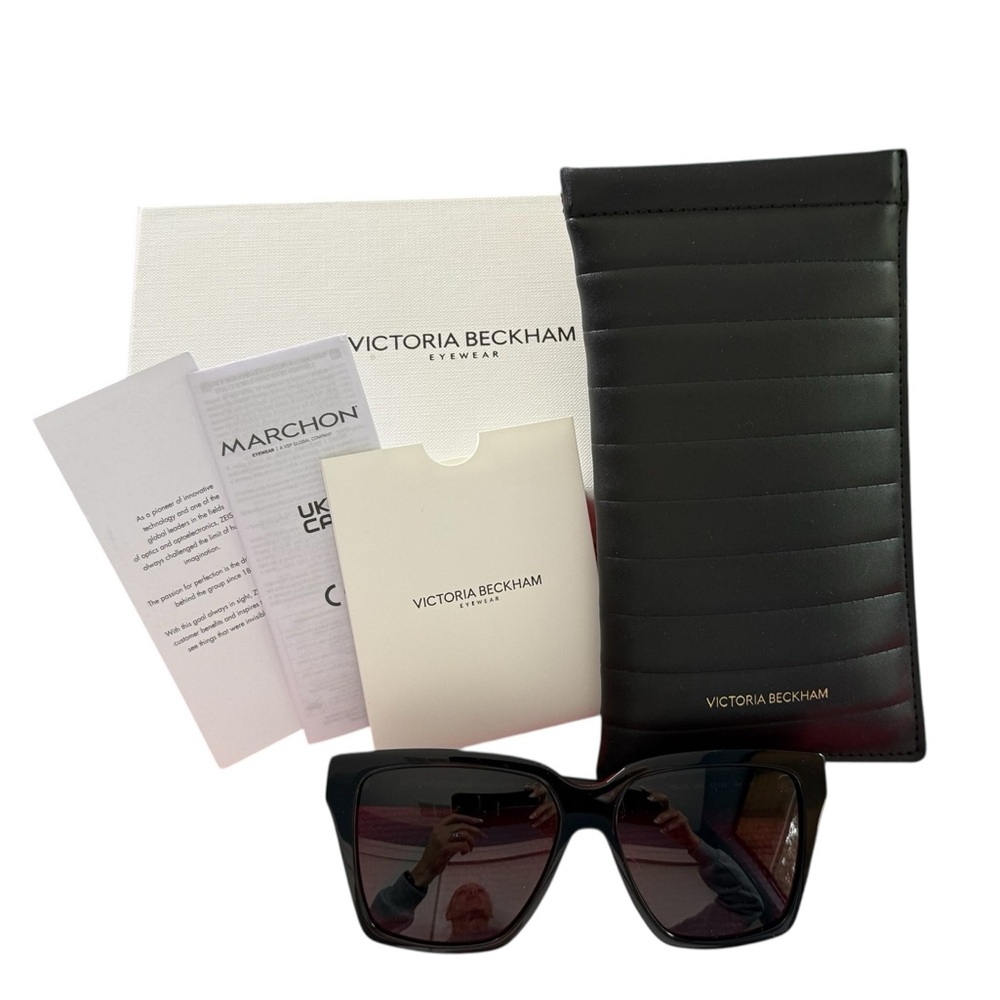 VICTORIA BECKHAM NEW Soft Square Frame Sunglasses In Black VB72S - Picture 7 of 7